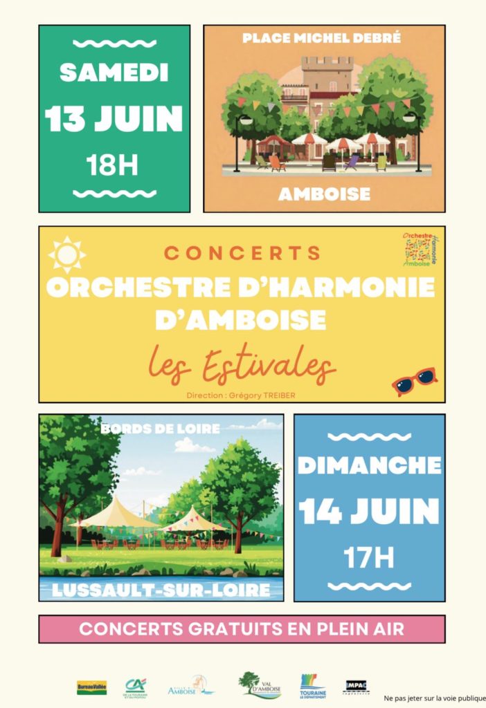 Samedi 13 juin à 18h Concert les estivales place Michel Debré à Amboise et dimanche 14 à 17h sur les bords de Loire à Lussault- Concerts gratuits en plain air